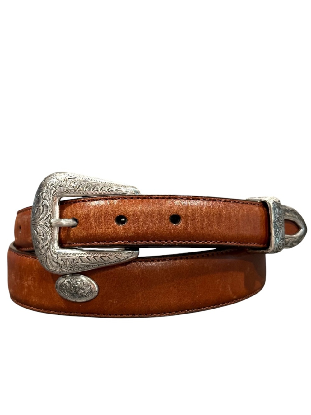 Nocona oval conch men’s size 38 brown leather belt N2427002
